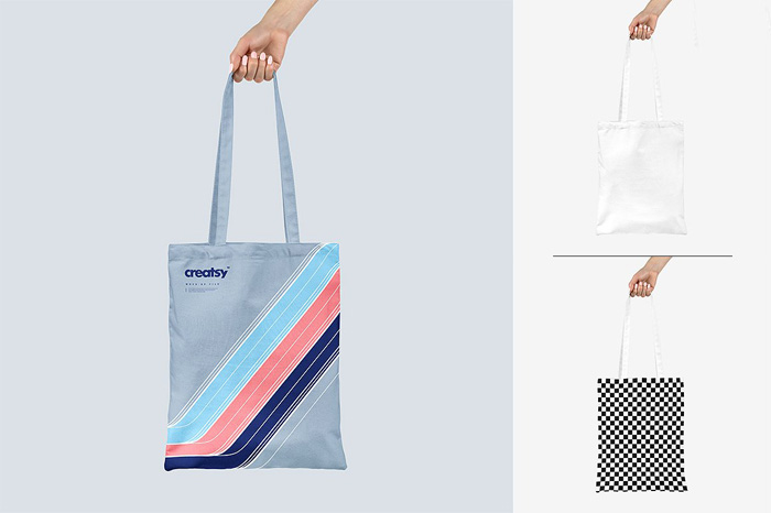 Realistic Tote Bag 2 Mockup Set