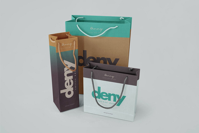 Corrugated Paper Bag 3 Types Mockup