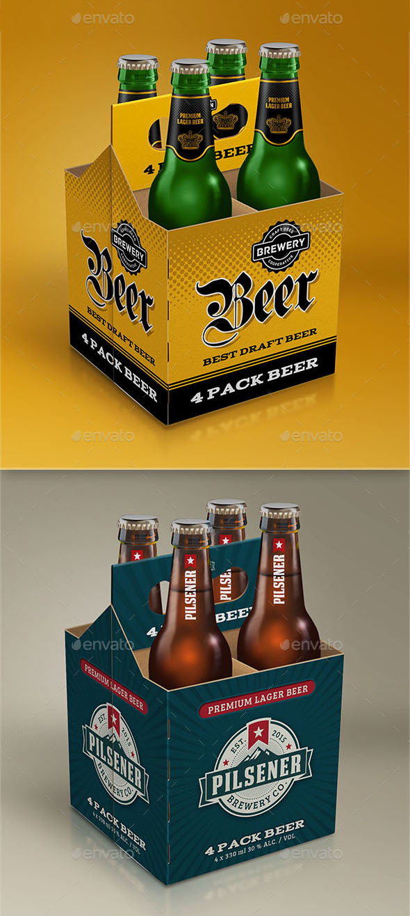 4 Pack Beer Mockup