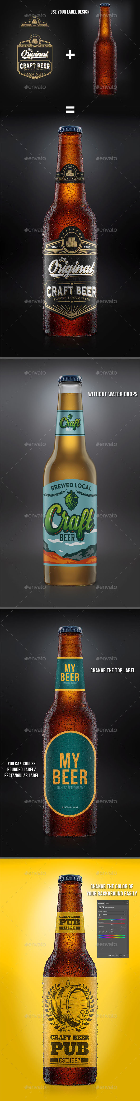 Beer Bottle Mockup (Classical and Transparent)