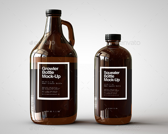 Growler and Squealer Bottle Mockup