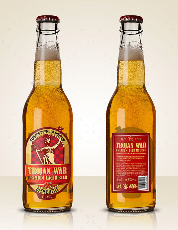 Premium Amber Beer Bottle Mockup