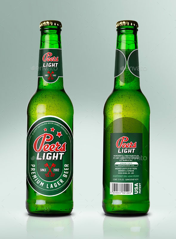 Premium Green Beer Bottle Mockup