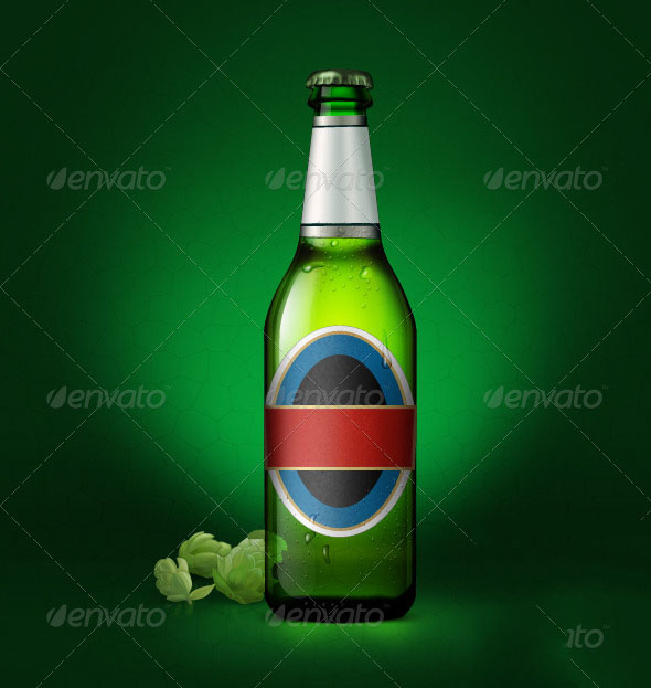 Transparent Beer Bottle With Blanc Labels