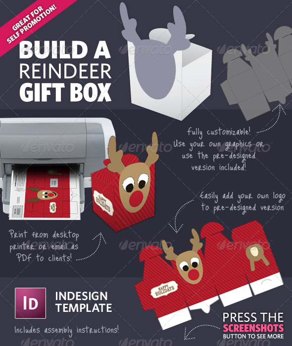 Build A Reindeer Holiday Gift Box Template