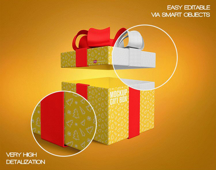 Free Gift Box Mockup in PSD