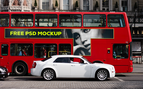 Free London Bus PSD Mockup