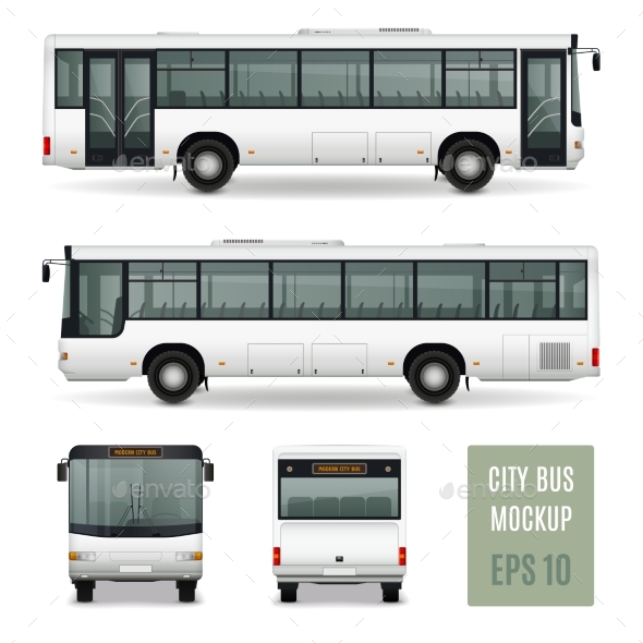 Premium City Bus Realistic Advertising Template