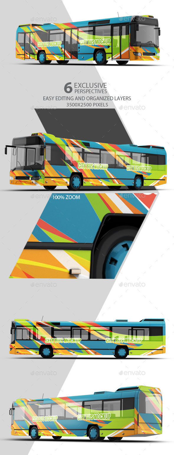 Realistic City Bus Mockup