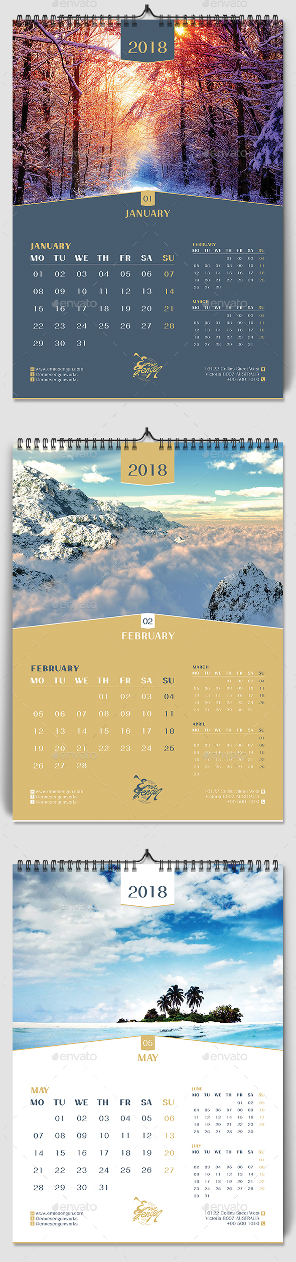 2018 Wall Calendar Minimal Vol.5