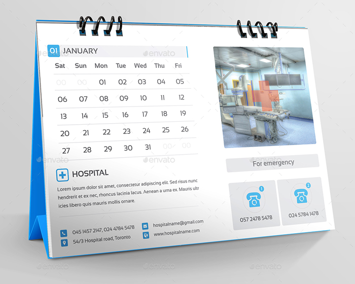 Premium Hospital Desk Calendar 2018