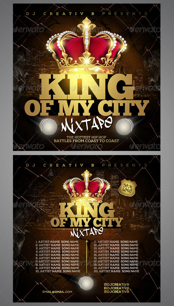 King Of My City Mixtape Double-Sided CD Cover Template