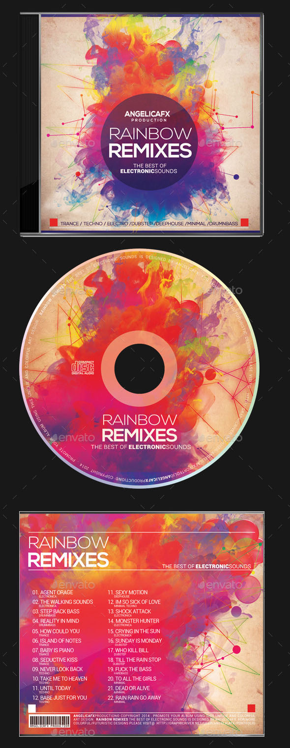 Rainbow Remixes CD Design Template