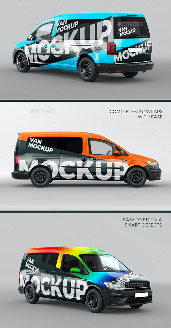 VW Caddy Maxi Van Mockup
