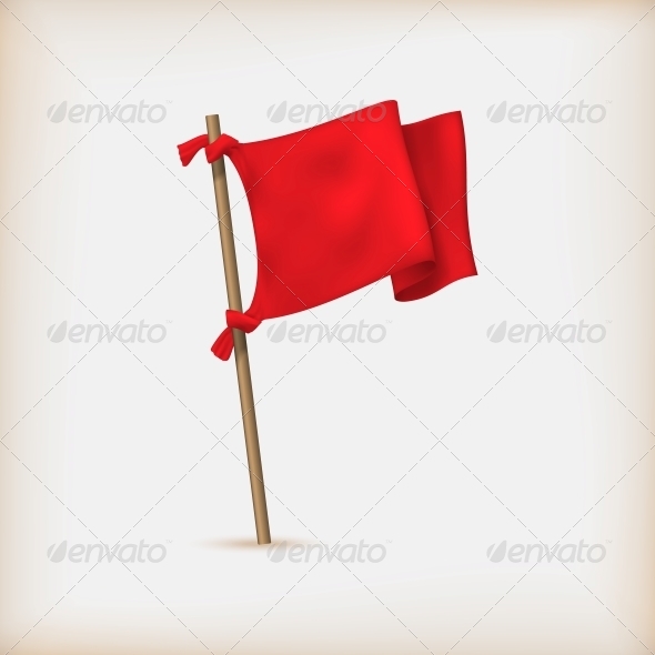 Realistic Red Flag Icon. Vector Illustration