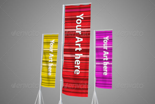 Vertical Flags Mockup
