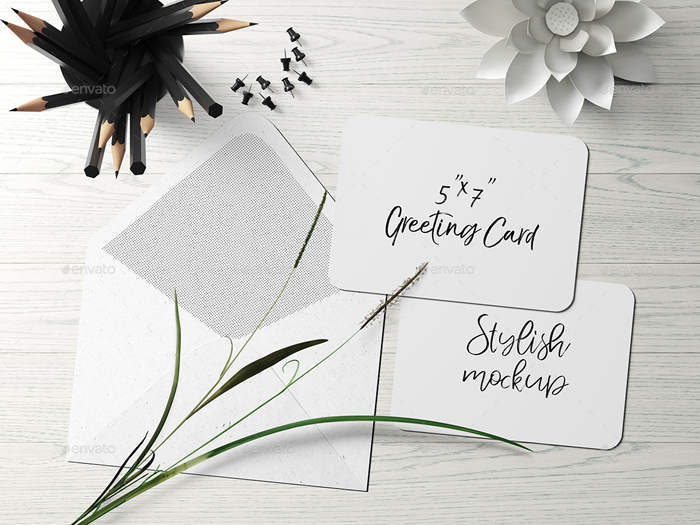 5*7 Rounded Corners Greeting Card/Post Card Mock-Up—Set 1