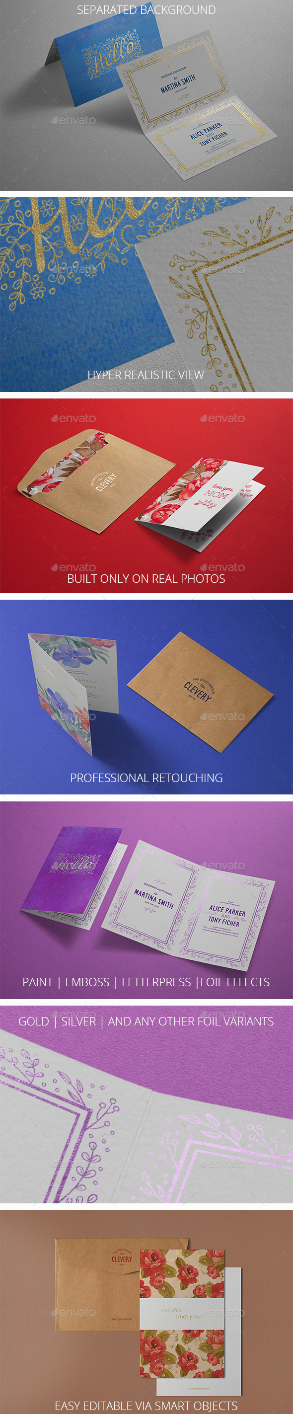 Photorealistic Invitation and Greeting Card Mock-Up/Bi-Fold Edition