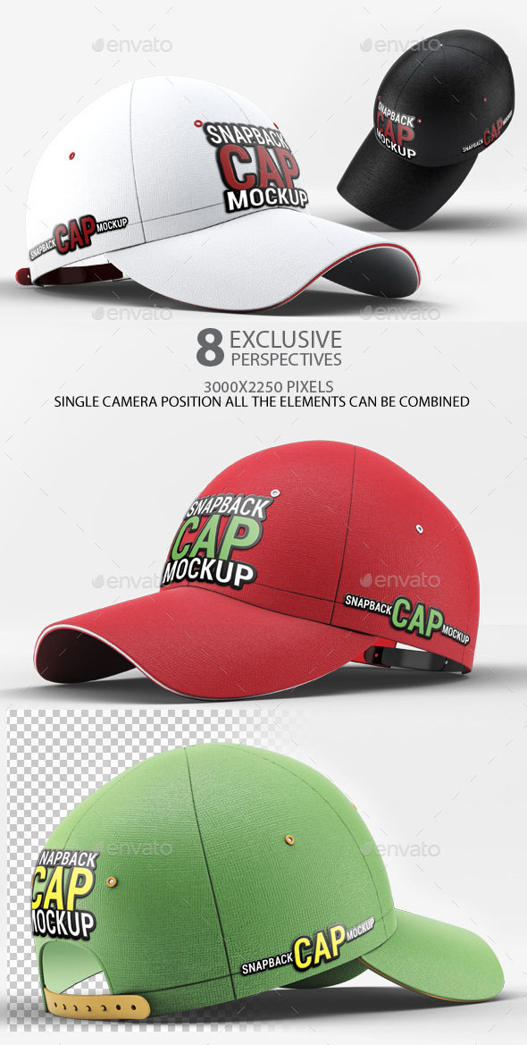 3D Realistic Snapback Baseball Cap Mockup