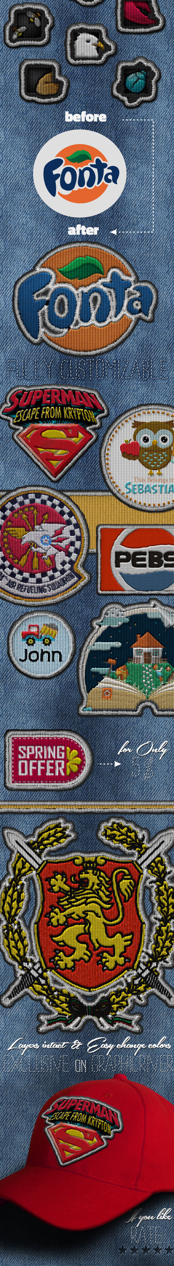 Embroidered Logo Badge Photoshop Action