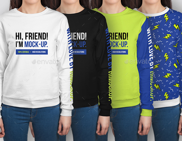 Fully Editable Female Sweatshirt Mockups PSD