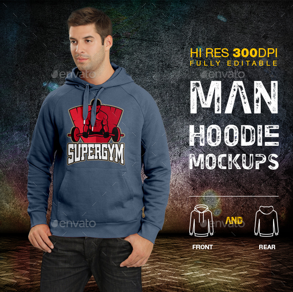 Front & Rear Man Hoodie Mockup