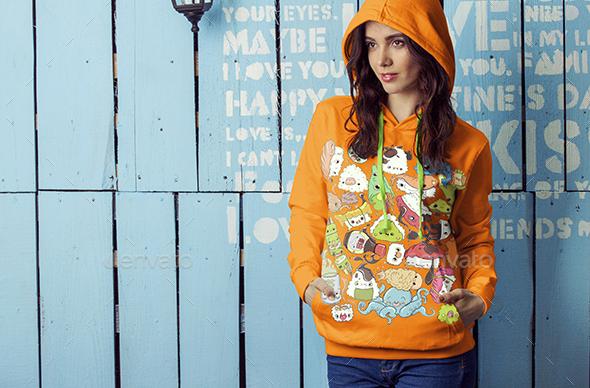 Colorful Female Hoodie Mockup