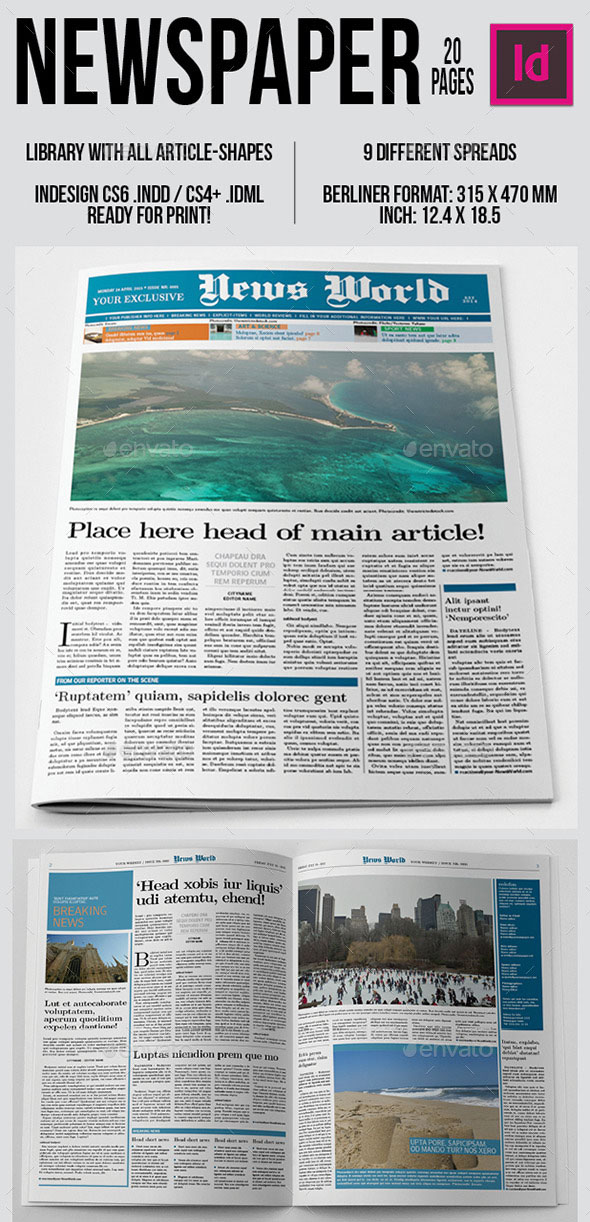 Berliner Newspaper Template 20 Pages