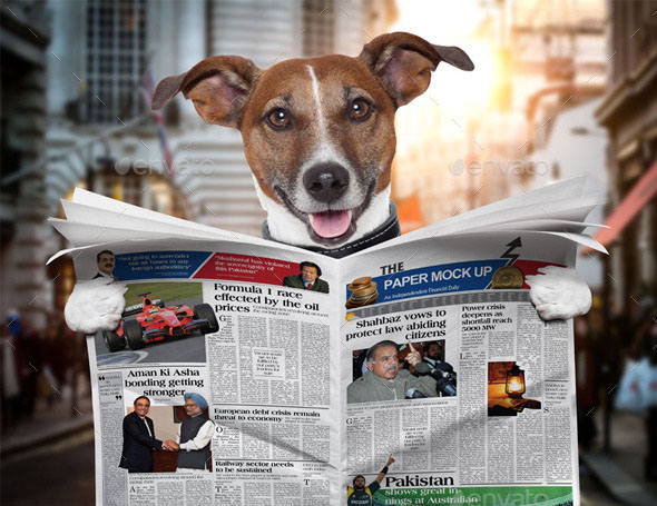 Dog Newspaper Mockup PSD