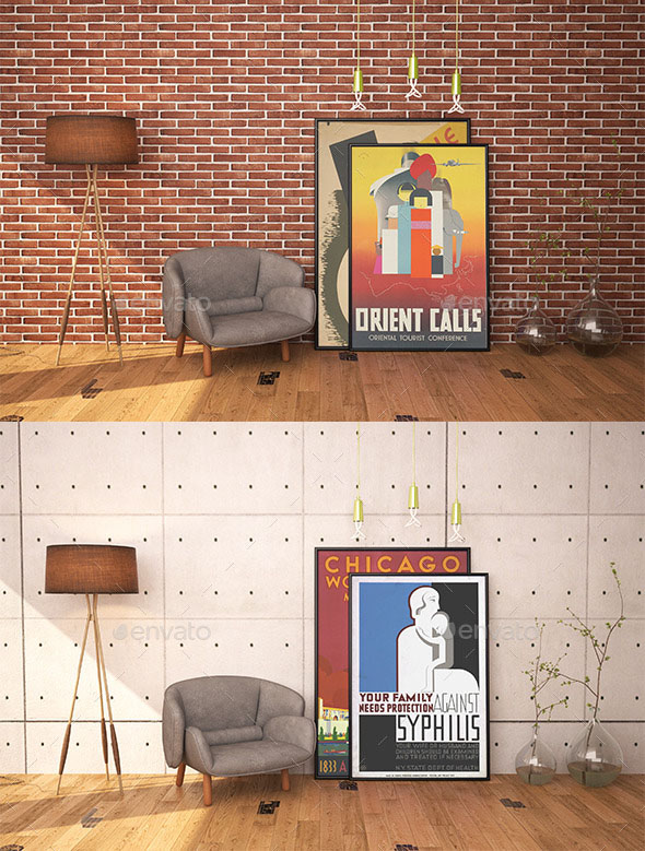 Premium Modern Interior Mockup with Posters