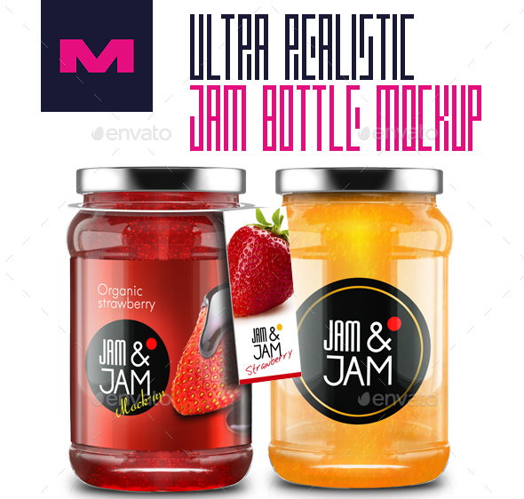 Realistic Jam Bottle Mockups – Premium
