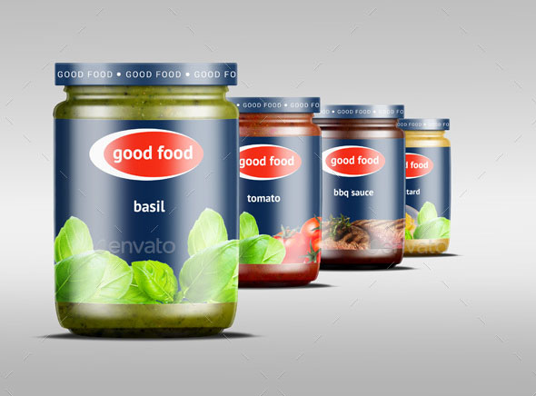 4 Realistic Sause Jar Mockup