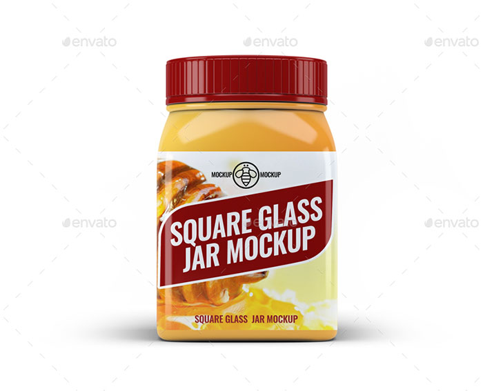 Square Glass Jar Mockup