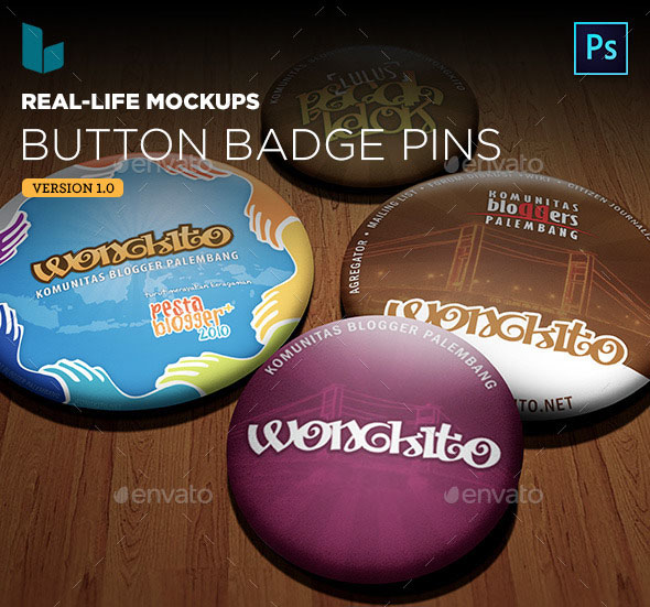 Premium Button Badge Pin Real-life Mock-ups