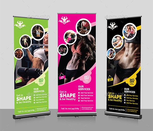 Fitness / Sports / Gym Roll Up Banner (Vector)