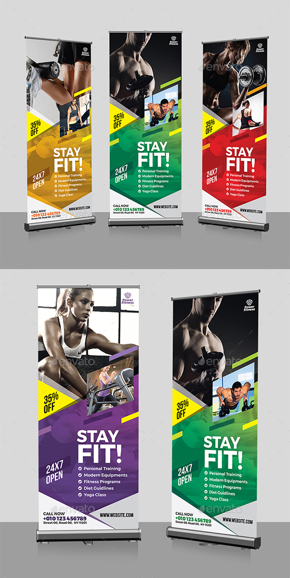 Fitness Roll Up Banner AI, EPS