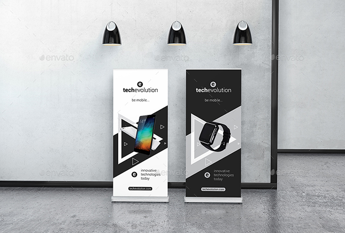 Photorealistic Roll Up Banner Stand Mockup