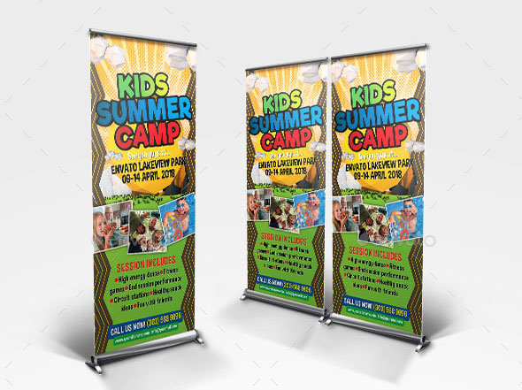 Kids Summer Camp Roll-up Banner Template