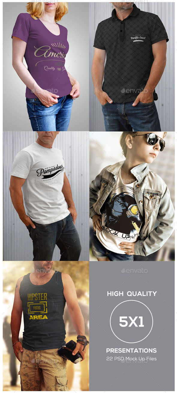 Male & Female Shirt Mockups: Polo, T-Shirt, Tank