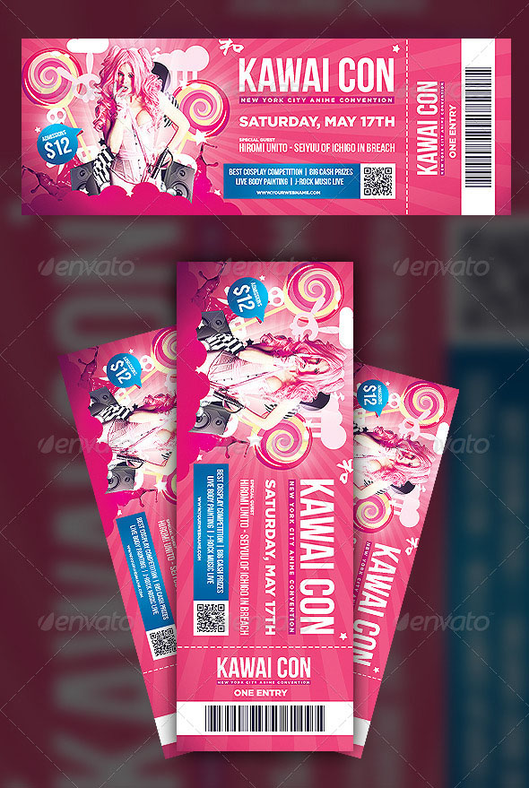 Anime Convention Ticket Template