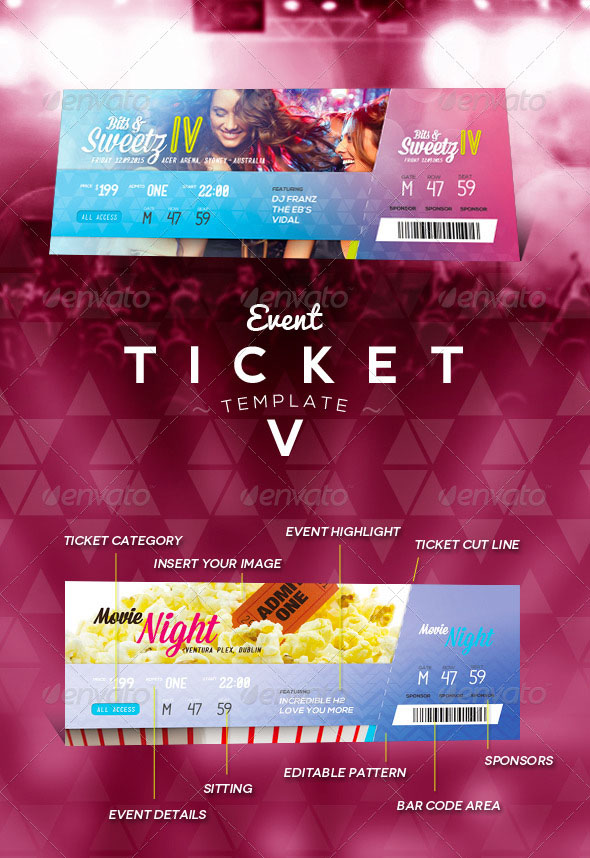 Colorful Event Ticket Template 5
