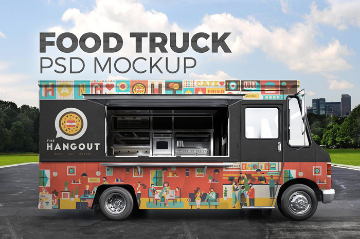  Food truck. PSD Mockup