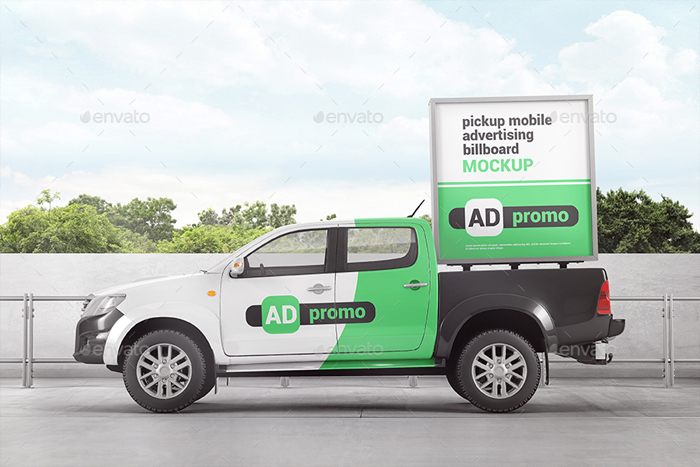 Pickup Mobile Advertising Billboard Mockup