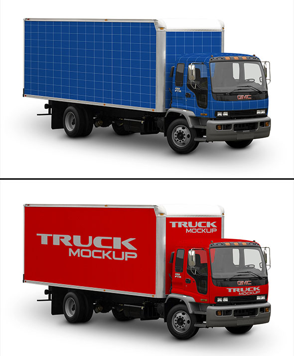 Free Simple Cargo Truck Mockup