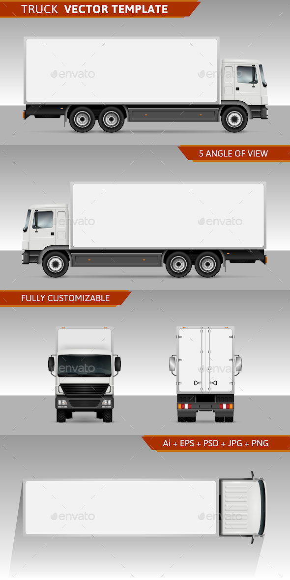 Pure Delivery Truck Mockup (Vector)