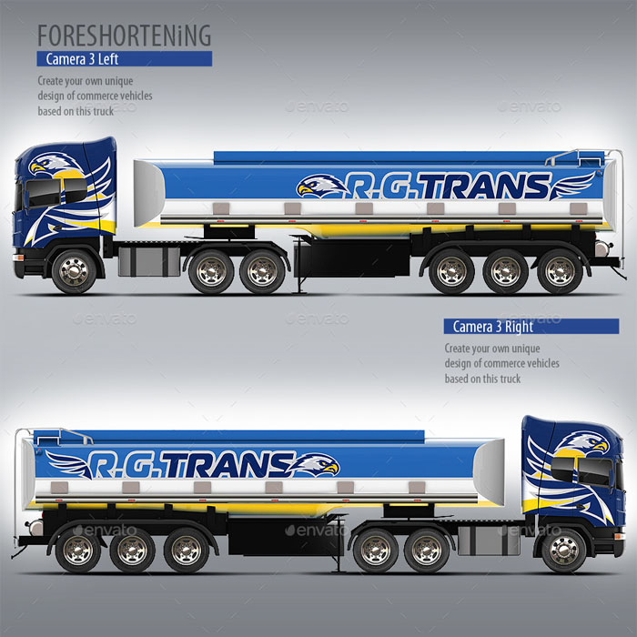 Semi-Trailer Tank Truck Mockup