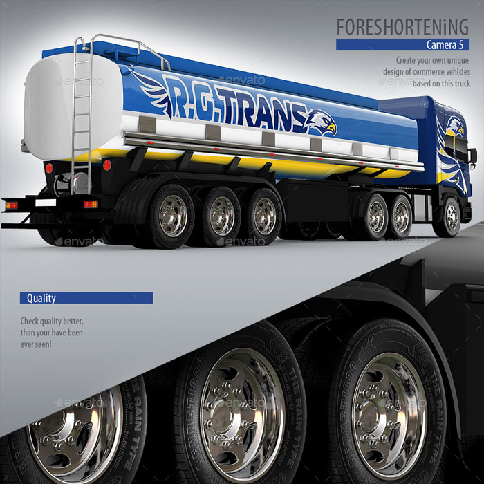 Semi-Trailer Tank Truck Mockup