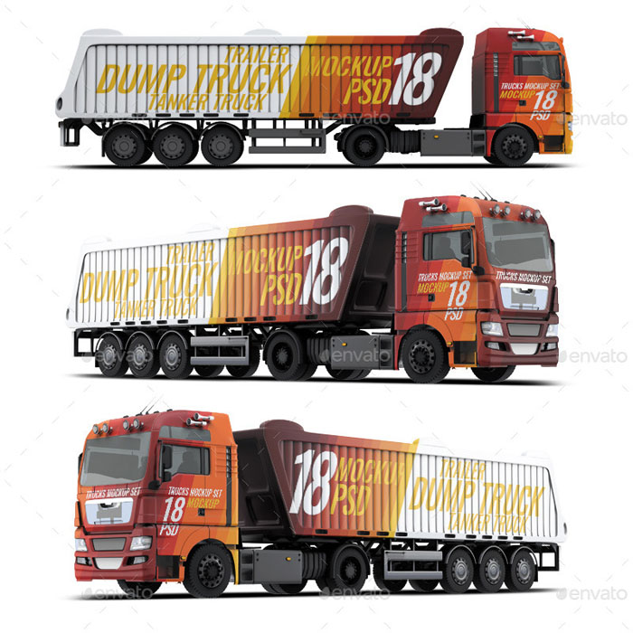 Trucks Mock-up 3 Cargo Types Set