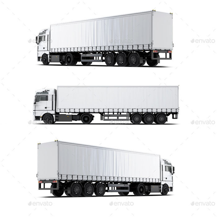 Trucks Mock-up 3 Cargo Types Set