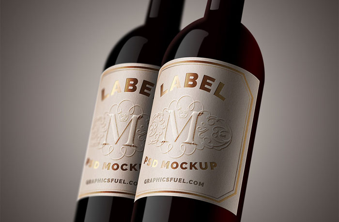Wine Bottle Label Mockup PSD